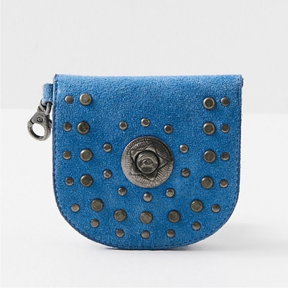 Free People Studded Clip On Wallet in Blue Western Boho